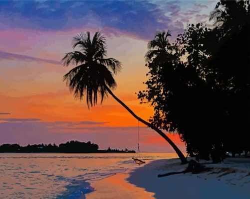 Meeru Island Sunset paint by number