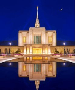 Ogden Utah Temple Water Reflection Paint by number