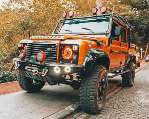 Orange Land Rover Defender paint by number