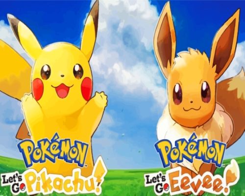 Pokemon Go Pikachu And Eevee paint by number