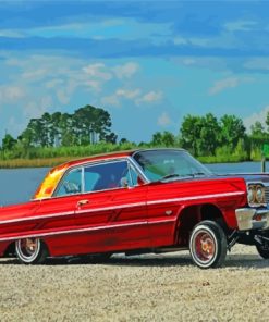 Red Chevrolet Lowrider Car paint by number