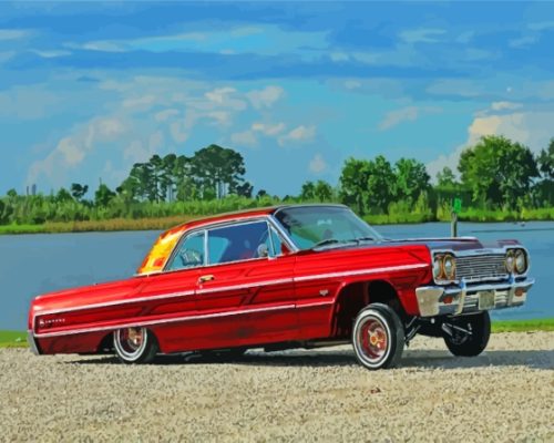 Red Chevrolet Lowrider Car paint by number