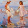 Two Girls On Beach paint by number