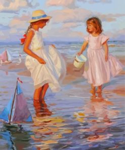 Two Girls On Beach paint by number