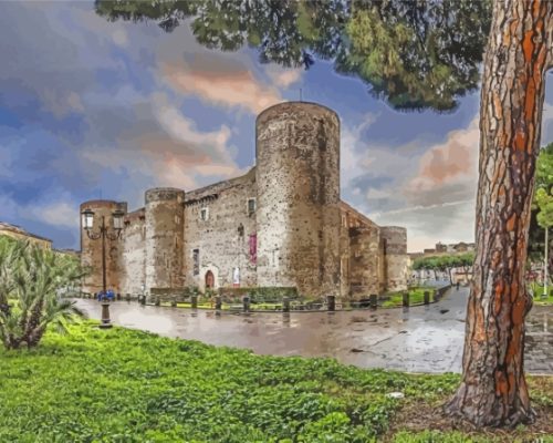 Ursino Castle In Catania Sicily paint by number