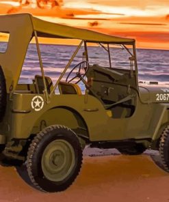 Willys Jeep By Sea paint by number