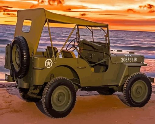 Willys Jeep By Sea paint by number