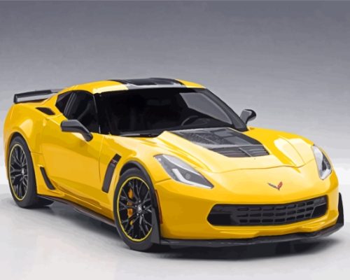 Yellow Corvette Chevrolet Car Paint by number