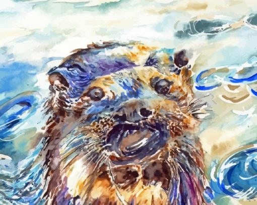 Abstract Otter In Water paint by number