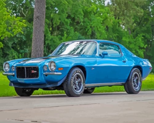 Aesthetic 1970 Camaro Z28 Blue Paint by number