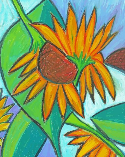 Aesthetic Cubist Sunflowers paint by number