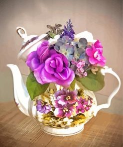 Aesthetic Teapot Flowers paint by number