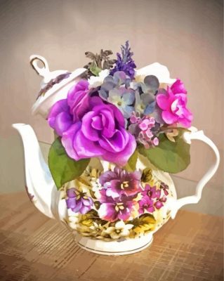 Aesthetic Teapot Flowers paint by number