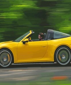 Aesthetic Yellow Porsche paint by number