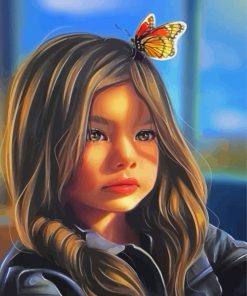 Aesthetic Cute Girl And Butterfly paint by number