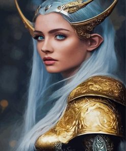 Aesthetic Elf Lady Warrior paint by number