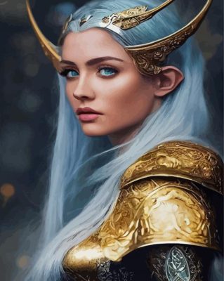 Aesthetic Elf Lady Warrior paint by number