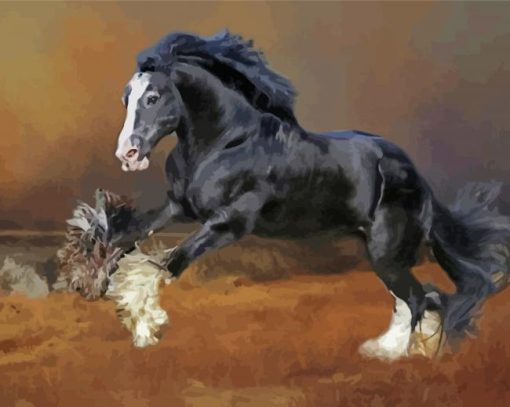 Black Gypsy Vanner Horse paint by number