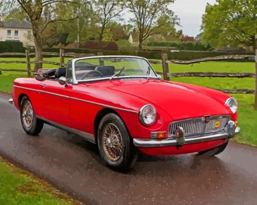 Cool Red Mg Roadster paint by number