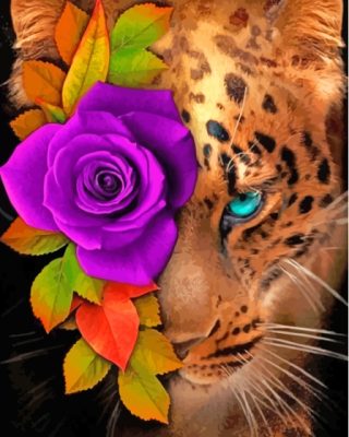 Floral Tiger paint by number