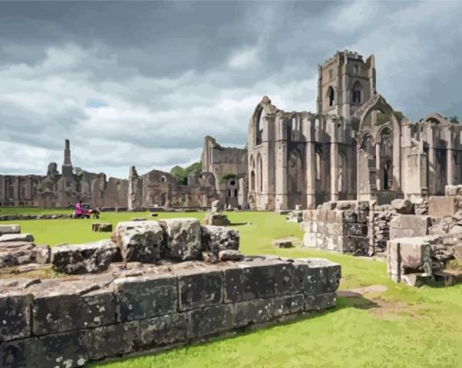 Fountains Abbey Monastery England paint by number