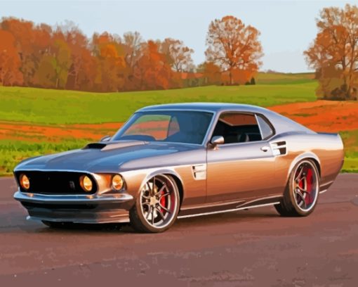 Grey Fastback Mustang paint by number