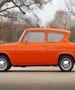 Orange Ford Anglia Car Paint by number