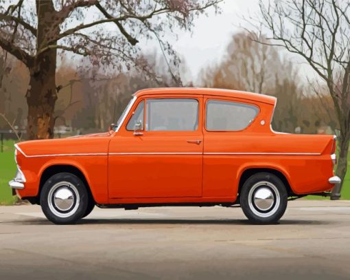 Orange Ford Anglia Car Paint by number