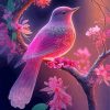 Pink Floral Bird paint by number