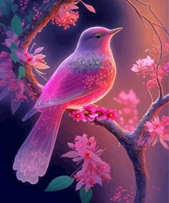 Pink Floral Bird paint by number