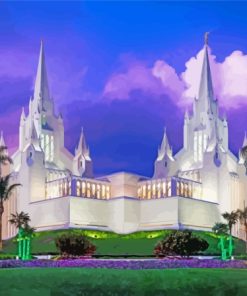 Purple Sky San Diego Temple Paint by number