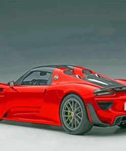 Red Porsche 918 paint by number