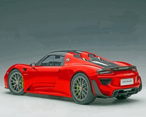 Red Porsche 918 paint by number