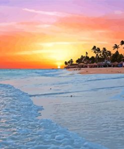 Tropical Aruba Beach At Sunset Paint by number