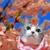 Adorable Cat In Cherry Tree paint by number