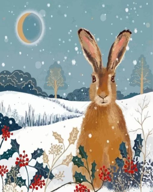 Aesthetic Christmas Hare paint by number