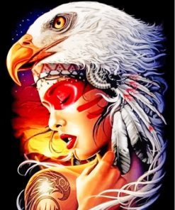 Aesthetic Native Lady And Eagle paint by number