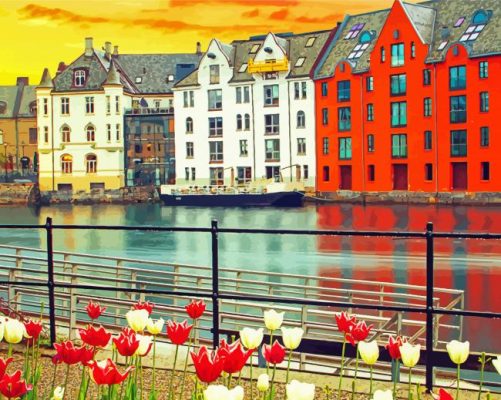 Alesund At Sunset paint by number