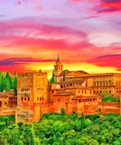 Alhambra Palace Sunset Paint by number