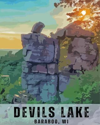 Baraboo Wisconsin Devils State Park paint by number