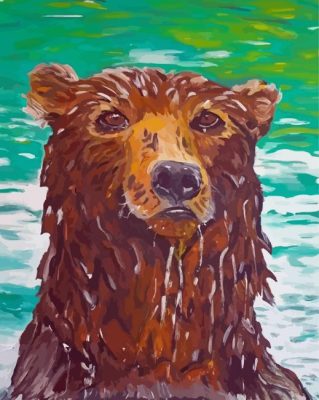 Bear Head In Water Art paint by number