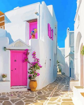 Beautiful Houses In Paros Island paint by number