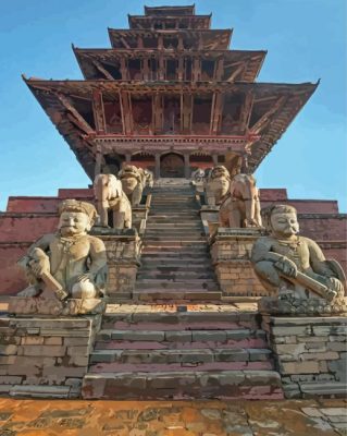 Bhaktapur Nyatapola Temple Nepal paint by number