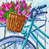 Bicycle And Tulips Art paint by number