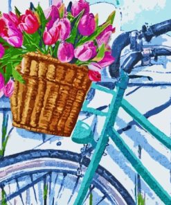 Bicycle And Tulips Art paint by number