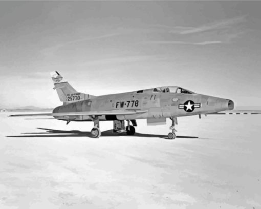 Black And White Aircraft F100 Super Sabre paint by number