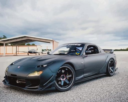 Black Matt Mazda Rx7 paint by number