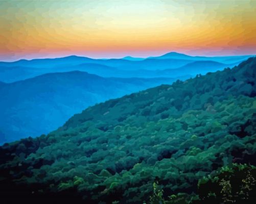 Blue Ridge Mountains paint by number