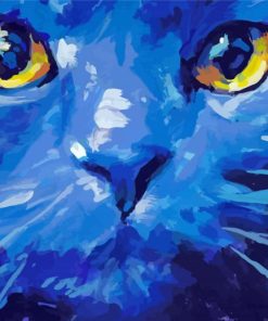 Blue Abstract Cat Art paint by number