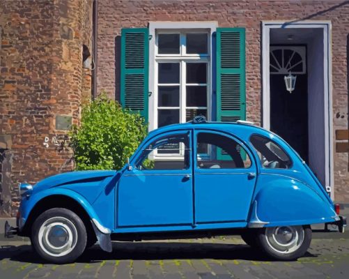 Blue Citroen 2cv Car paint by number